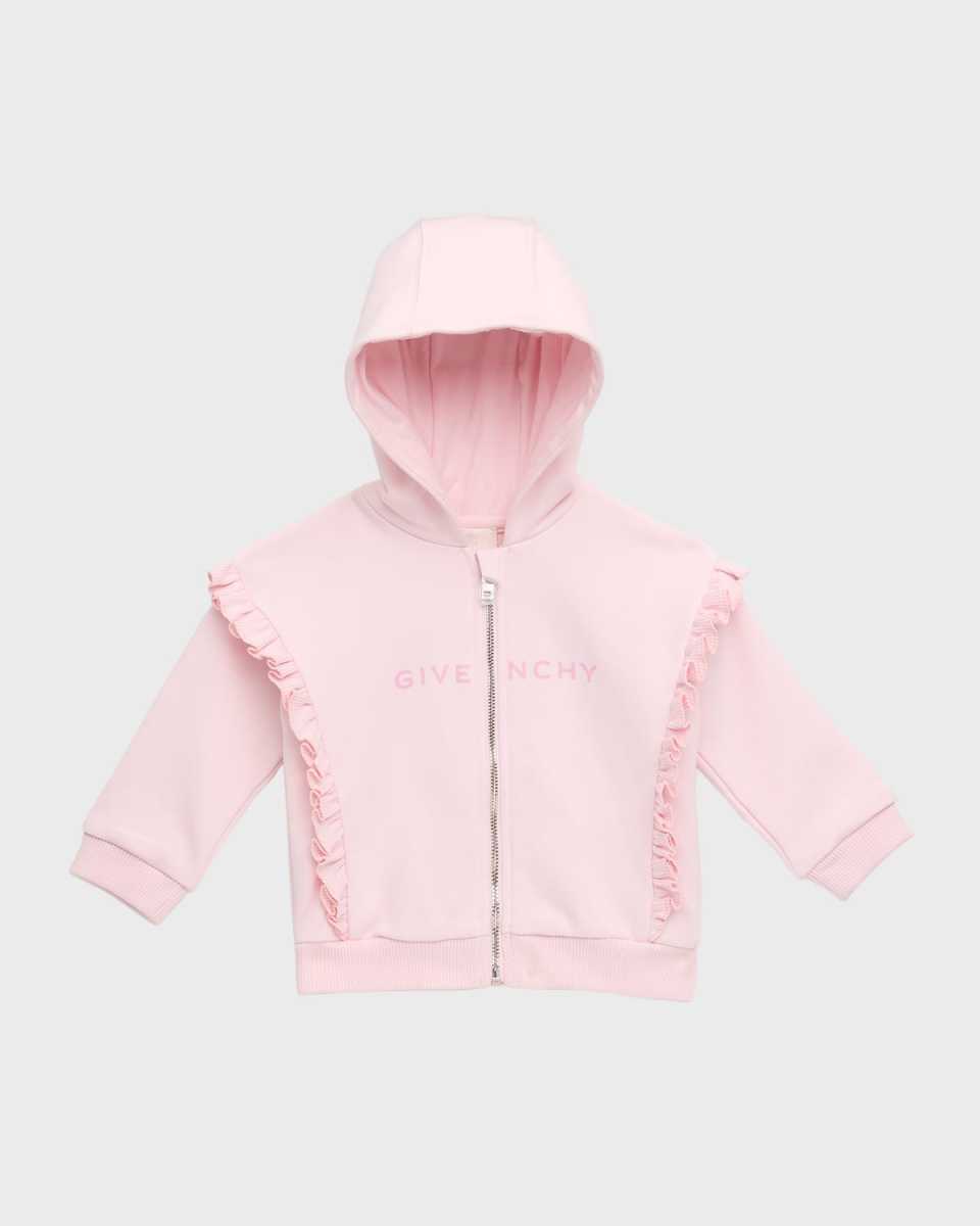 Girl's Logo-Print Ruffle Trim Hoodie, Size 12M-3